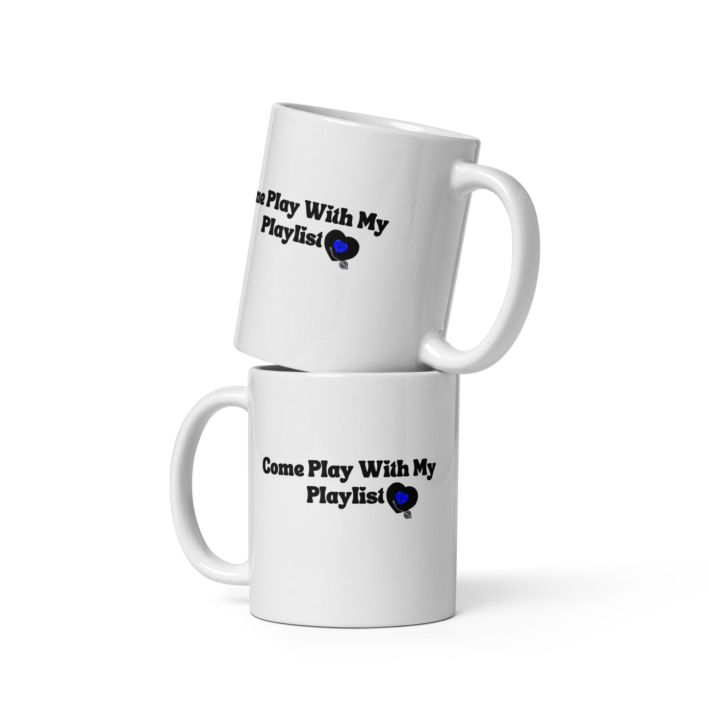 Come Play With My Playlist - Logo Blue - White glossy mug