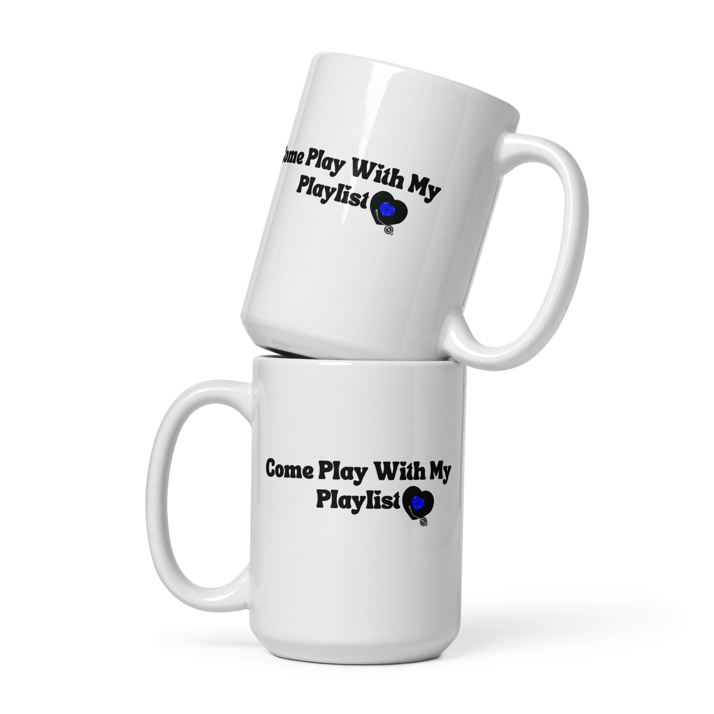 Come Play With My Playlist - Logo Blue - White glossy mug